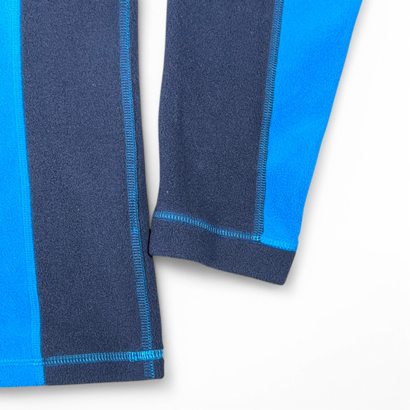 LL Bean Sweater Adult MEDIUM Blue Fleece Colorblock 1/4 Quarter Zip Pullover - Picture 5 of 8